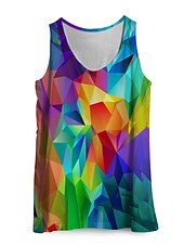 お買い得  3D Tシャツ-男性用 男女兼用 グラフィック ジオメトリ シャツ タンクトップ アンダーシャツ 男性用ノースリーブTシャツ ノースリーブ Tシャツ 3Dプリント ラウンドネック シャツ デザイナー ベーシック 大きくて背が高い カジュアル 日常 レインボー 夏 衣類 プラスサイズ S M L XL XXL 3XL