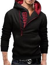 baratos hoodies básicos dos homens-Homens Moletom Preto Amarelo Vermelho Azul Marinha Azul Real Com Capuz Algodão Ativo Legal Inverno Roupa Moletons Moletons Manga Longa