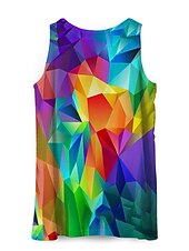 お買い得  3D Tシャツ-男性用 男女兼用 グラフィック ジオメトリ シャツ タンクトップ アンダーシャツ 男性用ノースリーブTシャツ ノースリーブ Tシャツ 3Dプリント ラウンドネック シャツ デザイナー ベーシック 大きくて背が高い カジュアル 日常 レインボー 夏 衣類 プラスサイズ S M L XL XXL 3XL