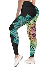 baratos legging 3D-Mulheres Calças de ioga Butt Lift Compressão abdominal Cintura Alta Treino de Ginástica Corrida Ginástica Meia-calça Leggings Gráfico Preto Rosa Claro Rosa claro Outono Inverno Esportes Roupas