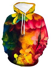 abordables Sweats à capuche pour hommes-Homme à imprimé arc-en-ciel Sweat à capuche Sweats à Capuche Sweat-shirt Sweat à capuche manche longue Sweat à capuche Capuche Décontractées 3D effet Extérieur Plein Air Vacances Jaune Violet