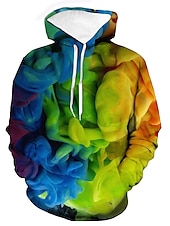 abordables Sweats à capuche pour hommes-Homme à imprimé arc-en-ciel Sweat à capuche Sweats à Capuche Sweat-shirt Sweat à capuche manche longue Sweat à capuche Capuche Décontractées 3D effet Extérieur Plein Air Vacances Jaune Violet