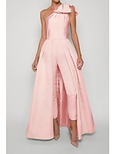 economico Abiti da sposa-Tute Abito da Sera Elegant Formal Ospite di Matrimonio Lungo Fino a Terra Senza Maniche Spalla Unica Tessuto Elasticizzato con Fiocco(e) Pieghe Gonna Sovrapposta