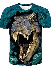 お買い得  男の子の3D動物-男の子 3D 動物 カラーブロック 3Dプリント Tシャツ Ｔシャツ 半袖 3Dプリント 夏 ストリートファッション ベーシック 子供 3〜12年