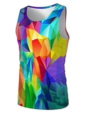 お買い得  3D Tシャツ-男性用 男女兼用 グラフィック ジオメトリ シャツ タンクトップ アンダーシャツ 男性用ノースリーブTシャツ ノースリーブ Tシャツ 3Dプリント ラウンドネック シャツ デザイナー ベーシック 大きくて背が高い カジュアル 日常 レインボー 夏 衣類 プラスサイズ S M L XL XXL 3XL