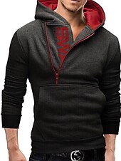 baratos hoodies básicos dos homens-Homens Moletom Preto Amarelo Vermelho Azul Marinha Azul Real Com Capuz Algodão Ativo Legal Inverno Roupa Moletons Moletons Manga Longa
