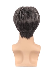 cheap Mens Wigs-Brown Wigs for Men Mens Wig Short Black Mixed Silver White Natural Side Part Wig Middle Age Mature for Male Synthetic Hair Replacement Full Wigs