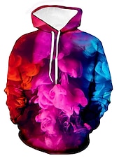 abordables Sweats à capuche pour hommes-Homme à imprimé arc-en-ciel Sweat à capuche Sweats à Capuche Sweat-shirt Sweat à capuche manche longue Sweat à capuche Capuche Décontractées 3D effet Extérieur Plein Air Vacances Jaune Violet