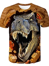 お買い得  男の子の3D動物-男の子 3D 動物 カラーブロック 3Dプリント Tシャツ Ｔシャツ 半袖 3Dプリント 夏 ストリートファッション ベーシック 子供 3〜12年