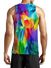 お買い得  3D Tシャツ-男性用 男女兼用 グラフィック ジオメトリ シャツ タンクトップ アンダーシャツ 男性用ノースリーブTシャツ ノースリーブ Tシャツ 3Dプリント ラウンドネック シャツ デザイナー ベーシック 大きくて背が高い カジュアル 日常 レインボー 夏 衣類 プラスサイズ S M L XL XXL 3XL