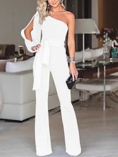 economico Abiti da sposa-Tute Abito da sera Vestito elegante Ospite di matrimonio Formal Serata Lunghezza pavimento Maniche lunghe Una spalla Tessuto elasticizzato con colore puro elegante 2025