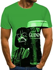 abordables Camisetas 3D-Hombre Bloque de color 3D Cerveza Camisa Camiseta Manga Corta Camiseta Escote Redondo Camisa Básico Noche Fin de semana Amarillo Verde Oscuro Verde Trébol Ropa Talla Grande S M L XL 2XL 3XL 4XL