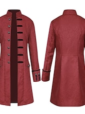 levne Pánské bundy a kabáty-Pánské Kabát Peacoat Výkon Párty a večerní akce Retro styl Jaro Podzim Speciální design Starožitný Vintage Retro Dlouhé Jacquardské středověké pánské oblečení [bílé] Jacquardské středověké pánsk