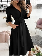 ieftine Rochii florale-rochie de damă în linie rochie midi cu vopsea cravată imprimare cu litere imprimare fluture punct unde mare puncte mici imprimare cu diamante negru kaki albastru deschis roșu imprimeu cu mânecă lungă