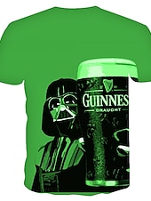 abordables Camisetas 3D-Hombre Bloque de color 3D Cerveza Camisa Camiseta Manga Corta Camiseta Escote Redondo Camisa Básico Noche Fin de semana Amarillo Verde Oscuro Verde Trébol Ropa Talla Grande S M L XL 2XL 3XL 4XL