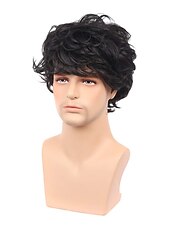 cheap Couple Wigs-Cosplay Wigs Black Curly Synthetic Hair Short Wigs Men's Wigs For Party