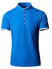 cheap Men&#039;s Classic Polo-Men&#039;s Tennis Shirt Polo Shirt Casual Daily Collar Stand Collar Short Sleeve Simple Solid Color Button Front Regular Fit Black White Pink Red Navy Blue Blue Tennis Shirt