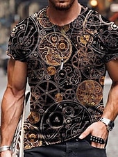 billige 3D T-skjorter-Herre Grafisk Stamme Skjorte T skjorte T-skjorter Kortermet T skjorte 3D-utskrift Crew-hals Skjorte Årgang Designer Etnisk stil Avslappet Daglig Helg A B C Sommer Klær Store størrelser S M L XL XXL