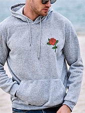voordelige 3D-hoodies voor heren-Voor heren Bloemig Afdrukken Lange mouw Sweatshirts Capuchon Vintage Stoer Casual Winter Zwart Wit Geel Kleding Ontwerper Grote maten S M L XL 2XL 3XL
