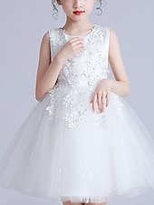levne Dívčí květinové šaty-Děti Dívčí Květinové dívčí šaty Šaty Květiny Bez rukávů Svatební Párty Flitry Princeznovské Sladký Polyester Délka ke kolenům Květinové dívčí šaty Léto 3-12 let Bílá Světlá růžová Námořnická modř