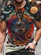 billige 3D T-skjorter-Herre Grafisk Stamme Skjorte T skjorte T-skjorter Kortermet T skjorte 3D-utskrift Crew-hals Skjorte Årgang Designer Etnisk stil Avslappet Daglig Helg A B C Sommer Klær Store størrelser S M L XL XXL