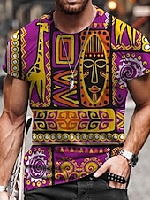 billige 3D T-skjorter-Herre Grafisk Stamme Skjorte T skjorte T-skjorter Kortermet T skjorte 3D-utskrift Crew-hals Skjorte Årgang Designer Etnisk stil Avslappet Daglig Helg A B C Sommer Klær Store størrelser S M L XL XXL