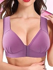 baratos Sutiãs &amp; Bralettes-Sutiãs push up femininos com cobertura total, renda, cor pura, fecho frontal, nylon, sexy, 1 peça, preto, rosa, roupas para casa