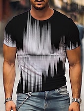 billige T-skjorter med 3D-trykk til herrer-Herre Grafisk 3D Skjorte T skjorte Kortermet T skjorte 3D-utskrift Rund hals Skjorte Gatemote Daglig Ut på byen Svart / Hvit Svart Hvit Klær Store størrelser Normal S M L XL XXL 3XL 4XL