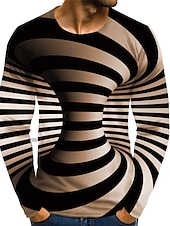 billiga 3D T-shirts-Herr 3D Print T-shirt Långärmad T-shirt 3D-tryck Rund hals Skjorta Streetwear drivna Designer Dagligen Utekväll Gul Rodnande Rosa Rubinrött Kläder Plusstorlekar S M L XL XXL 3XL 4XL