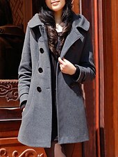 cheap Coats &amp; Trench Coats-Women&#039;s Coat Long Pocket Button Winter Plus Size Coat Keep Warm Black Gray Elegant &amp; Luxurious Daily Fall Hooded Regular Fit S M L XL XXL 3XL / Windproof / Winter