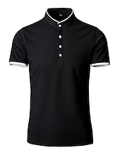 cheap Men&#039;s Classic Polo-Men&#039;s Tennis Shirt Polo Shirt Casual Daily Collar Stand Collar Short Sleeve Simple Solid Color Button Front Regular Fit Black White Pink Red Navy Blue Blue Tennis Shirt