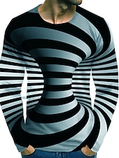 billiga 3D T-shirts-Herr 3D Print T-shirt Långärmad T-shirt 3D-tryck Rund hals Skjorta Streetwear drivna Designer Dagligen Utekväll Gul Rodnande Rosa Rubinrött Kläder Plusstorlekar S M L XL XXL 3XL 4XL