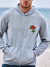 voordelige 3D-hoodies voor heren-Voor heren Bloemig Afdrukken Lange mouw Sweatshirts Capuchon Vintage Stoer Casual Winter Zwart Wit Geel Kleding Ontwerper Grote maten S M L XL 2XL 3XL