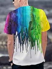 abordables T-shirt 3D homme-Homme Graphic à imprimé arc-en-ciel Couleur Mélangée Chemise T shirt Tee Manche Courte T-shirt 3D effet Col Rond Chemise Actif du quotidien Des sports Fin de semaine Blanche Printemps été Vêtement