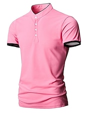 cheap Men&#039;s Classic Polo-Men&#039;s Tennis Shirt Polo Shirt Casual Daily Collar Stand Collar Short Sleeve Simple Solid Color Button Front Regular Fit Black White Pink Red Navy Blue Blue Tennis Shirt