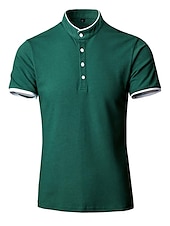 cheap Men&#039;s Classic Polo-Men&#039;s Tennis Shirt Polo Shirt Casual Daily Collar Stand Collar Short Sleeve Simple Solid Color Button Front Regular Fit Black White Pink Red Navy Blue Blue Tennis Shirt