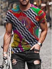 preiswerte T-Shirts für Herren mit 3D-Druck-Herren Stammes Grafik-Drucke Totem T Shirt Kurzarm T-Shirt Andere Drucke Rundhalsausschnitt Hemd Designer Basic Brautkleider schlicht Strasse Casual A B C Sommer Frühling Sommer Bekleidung Normal S M