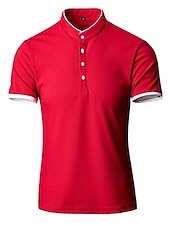 cheap Men&#039;s Classic Polo-Men&#039;s Tennis Shirt Polo Shirt Casual Daily Collar Stand Collar Short Sleeve Simple Solid Color Button Front Regular Fit Black White Pink Red Navy Blue Blue Tennis Shirt