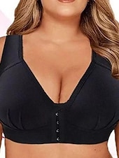 baratos Sutiãs &amp; Bralettes-Sutiãs push up femininos com cobertura total, renda, cor pura, fecho frontal, nylon, sexy, 1 peça, preto, rosa, roupas para casa