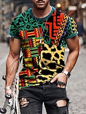 preiswerte T-Shirts für Herren mit 3D-Druck-Herren Stammes Grafik-Drucke Totem T Shirt Kurzarm T-Shirt Andere Drucke Rundhalsausschnitt Hemd Designer Basic Brautkleider schlicht Strasse Casual A B C Sommer Frühling Sommer Bekleidung Normal S M