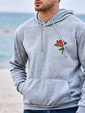 voordelige 3D-hoodies voor heren-Voor heren Bloemig Afdrukken Lange mouw Sweatshirts Capuchon Vintage Stoer Casual Winter Zwart Wit Geel Kleding Ontwerper Grote maten S M L XL 2XL 3XL