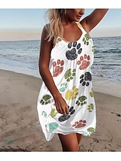 ieftine Rochii Art&amp;Design-Rochie mini pentru Ziua Îndrăgostiților Rochie mică Rochie de soare Rochie Shift Rochie de vară Modă Fierbinte Casual Vacanță Zilnică Sărbătoare Croială lejeră Inimă IUBIRE Pace Fără mâneci Bretele
