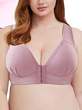 baratos Sutiãs &amp; Bralettes-Sutiãs push up femininos com cobertura total, renda, cor pura, fecho frontal, nylon, sexy, 1 peça, preto, rosa, roupas para casa