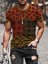 preiswerte T-Shirts für Herren mit 3D-Druck-Herren Stammes Grafik-Drucke Totem T Shirt Kurzarm T-Shirt Andere Drucke Rundhalsausschnitt Hemd Designer Basic Brautkleider schlicht Strasse Casual A B C Sommer Frühling Sommer Bekleidung Normal S M