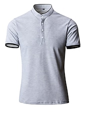 cheap Men&#039;s Classic Polo-Men&#039;s Tennis Shirt Polo Shirt Casual Daily Collar Stand Collar Short Sleeve Simple Solid Color Button Front Regular Fit Black White Pink Red Navy Blue Blue Tennis Shirt