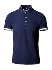 cheap Men&#039;s Classic Polo-Men&#039;s Tennis Shirt Polo Shirt Casual Daily Collar Stand Collar Short Sleeve Simple Solid Color Button Front Regular Fit Black White Pink Red Navy Blue Blue Tennis Shirt
