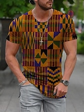 preiswerte T-Shirts für Herren mit 3D-Druck-Herren Stammes Grafik-Drucke Totem T Shirt Kurzarm T-Shirt Andere Drucke Rundhalsausschnitt Hemd Designer Basic Brautkleider schlicht Strasse Casual A B C Sommer Frühling Sommer Bekleidung Normal S M