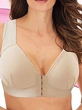baratos Sutiãs &amp; Bralettes-Sutiãs push up femininos com cobertura total, renda, cor pura, fecho frontal, nylon, sexy, 1 peça, preto, rosa, roupas para casa