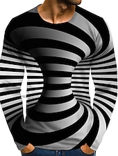 billiga 3D T-shirts-Herr 3D Print T-shirt Långärmad T-shirt 3D-tryck Rund hals Skjorta Streetwear drivna Designer Dagligen Utekväll Gul Rodnande Rosa Rubinrött Kläder Plusstorlekar S M L XL XXL 3XL 4XL