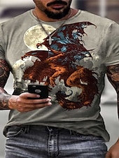 economico Magliette con stampa animale-Per uomo Pop art Manga Drago Camicia maglietta Magliette Manica corta maglietta Stampa 3D Girocollo Camicia Streetwear Esagerato Giornaliero Per eventi Nero Dorato Blu Abbigliamento Plus Size S M L